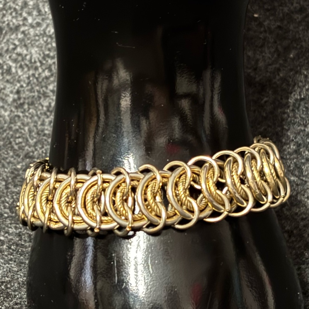 Vintage Gold-Tone Chunky Layered Circular Chain Bracelet